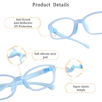 Malcom TR & Silica Gel Rectangle Kid's Eyeglasses - LifeArtVision