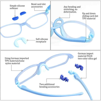 Malcom TR & Silica Gel Rectangle Kid's Eyeglasses - LifeArtVision