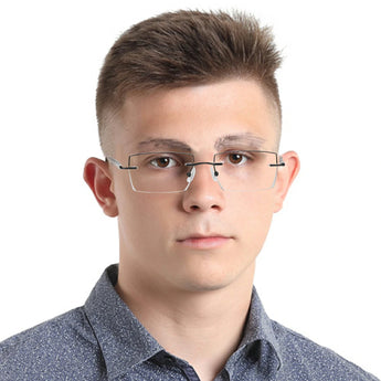 Metal Rectangle Rimless Eyeglasses