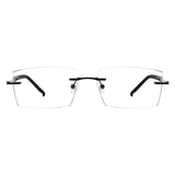 Lance Metal Rectangle Rimless Eyeglasses - LifeArtVision