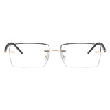 Lance Metal Rectangle Rimless Eyeglasses - LifeArtVision