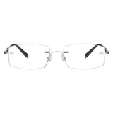Patrick Metal Rectangle Rimless Eyeglasses - LifeArtVision