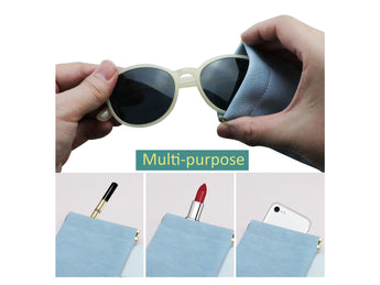 Portable Leather Eyeglasses Pouch Multi-purpose Pocket