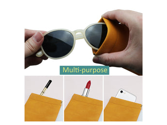 Portable Leather Eyeglasses Pouch Multi-purpose Pocket