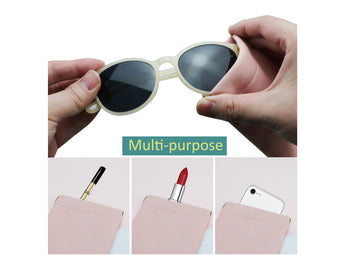 Portable Leather Eyeglasses Pouch Multi-purpose Pocket