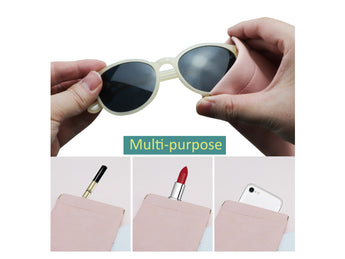 Portable Leather Eyeglasses Pouch Multi-purpose Pocket