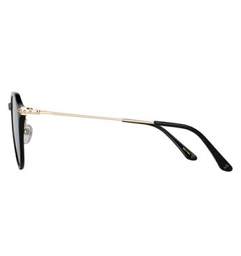 Paul Hueman PHS-1132A Geometric Round Sunglasses in Black, side view