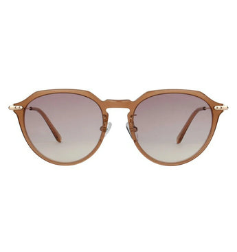 Paul Hueman PHS-1132A Geometric Round Sunglasses in Brown, front view