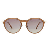 Paul Hueman PHS-1132A Geometric Round Sunglasses in Brown, front view
