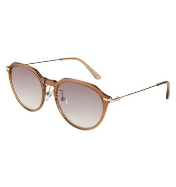 Paul Hueman PHS-1132A Geometric Round Sunglasses in Brown, side view