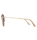 Paul Hueman PHS-1132A Geometric Round Sunglasses in Brown, side view