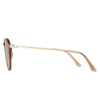 Paul Hueman PHS-1132A Geometric Round Sunglasses in Brown, side view