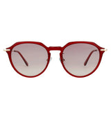 Paul Hueman PHS-1132A Geometric Round Sunglasses in Red, front view