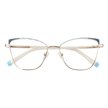 Metal&Plate Cat-Eye Eyeglasses