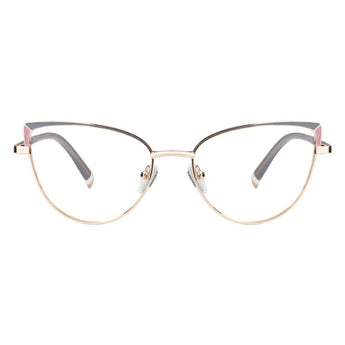 Metal&Plate Cat-Eye Eyeglasses