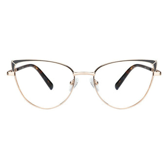 Metal&Plate Cat-Eye Eyeglasses