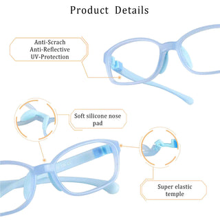 Malcom TR & Silica Gel Rectangle Kid's Eyeglasses - LifeArtVision