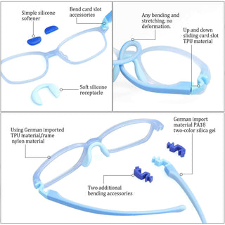 Malcom TR & Silica Gel Rectangle Kid's Eyeglasses - LifeArtVision