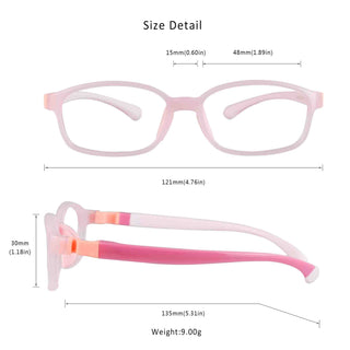 Malcom TR & Silica Gel Rectangle Kid's Eyeglasses - LifeArtVision