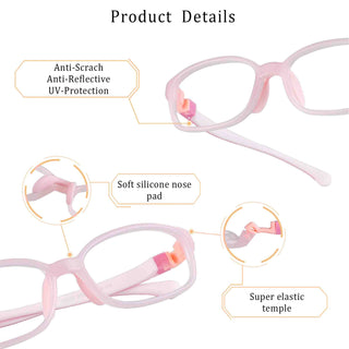 Malcom TR & Silica Gel Rectangle Kid's Eyeglasses - LifeArtVision