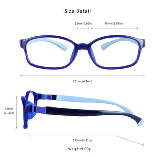 Malcom TR & Silica Gel Rectangle Kid's Eyeglasses - LifeArtVision