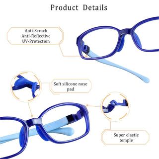 Malcom TR & Silica Gel Rectangle Kid's Eyeglasses - LifeArtVision