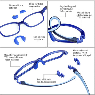 Malcom TR & Silica Gel Rectangle Kid's Eyeglasses - LifeArtVision