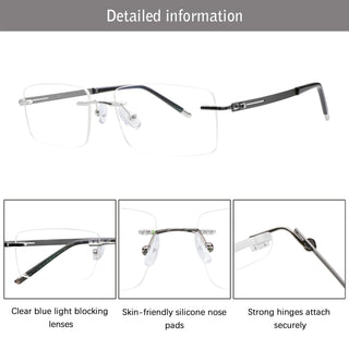 Frank Metal Rectangle Eyeglasses - LifeArtVision