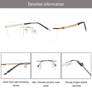 Frank Metal Rectangle Eyeglasses - LifeArtVision