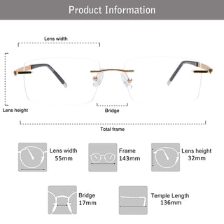 Frank Metal Rectangle Eyeglasses - LifeArtVision