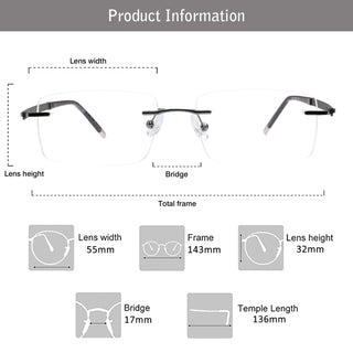 Frank Metal Rectangle Eyeglasses - LifeArtVision