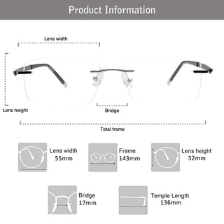 Frank Metal Rectangle Eyeglasses - LifeArtVision