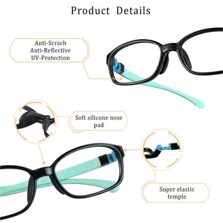 Malcom TR & Silica Gel Rectangle Kid's Eyeglasses - LifeArtVision