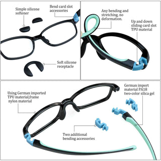 Malcom TR & Silica Gel Rectangle Kid's Eyeglasses - LifeArtVision