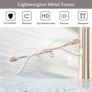 Amber Metal Oval Eyeglasses - LifeArtVision