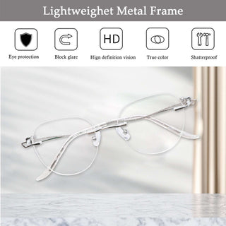 Amber Metal Oval Eyeglasses - LifeArtVision