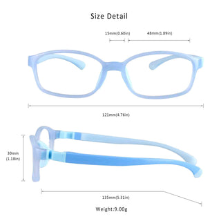 Malcom TR & Silica Gel Rectangle Kid's Eyeglasses - LifeArtVision