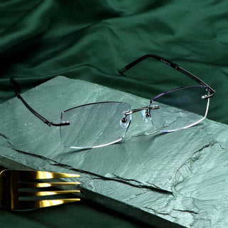 Hardy Metal Rectangle Rimless Eyeglasses