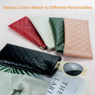  Portable Leather Eyeglasses Pouch Multi-purpose Pocket