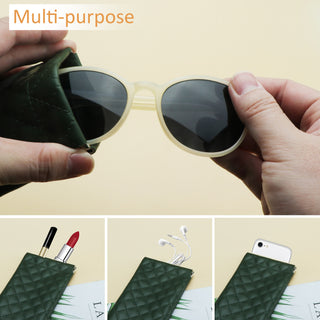  Portable Leather Eyeglasses Pouch Multi-purpose Pocket