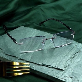 Patrick Metal Rectangle Rimless Eyeglasses