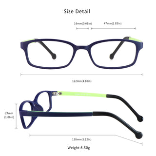 Zoon TR&Silica gel Rectangle Kid's Eyeglasses - LifeArtVision