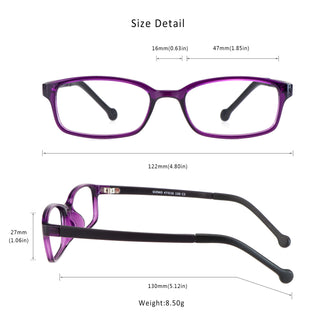 Zoon TR&Silica gel Rectangle Kid's Eyeglasses - LifeArtVision