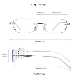 Cynthia Metal Geometric Rimless Eyeglasses - LifeArtVision