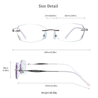 Cynthia Metal Geometric Rimless Eyeglasses - LifeArtVision