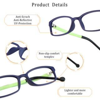 Zoon TR&Silica gel Rectangle Kid's Eyeglasses - LifeArtVision