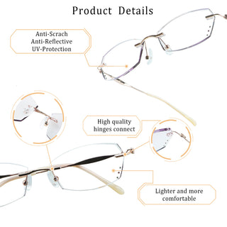 Cynthia Metal Geometric Rimless Eyeglasses - LifeArtVision