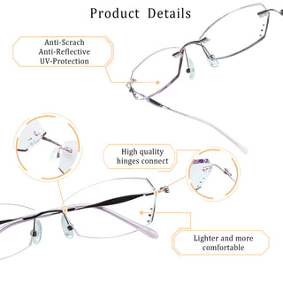 Cynthia Metal Geometric Rimless Eyeglasses - LifeArtVision