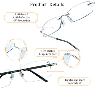 Hardy Metal Rectangle Rimless Eyeglasses - LifeArtVision