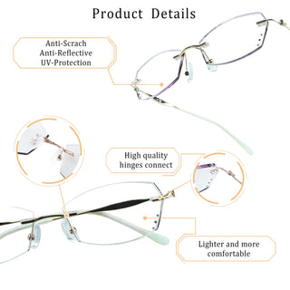 Cynthia Metal Geometric Rimless Eyeglasses - LifeArtVision